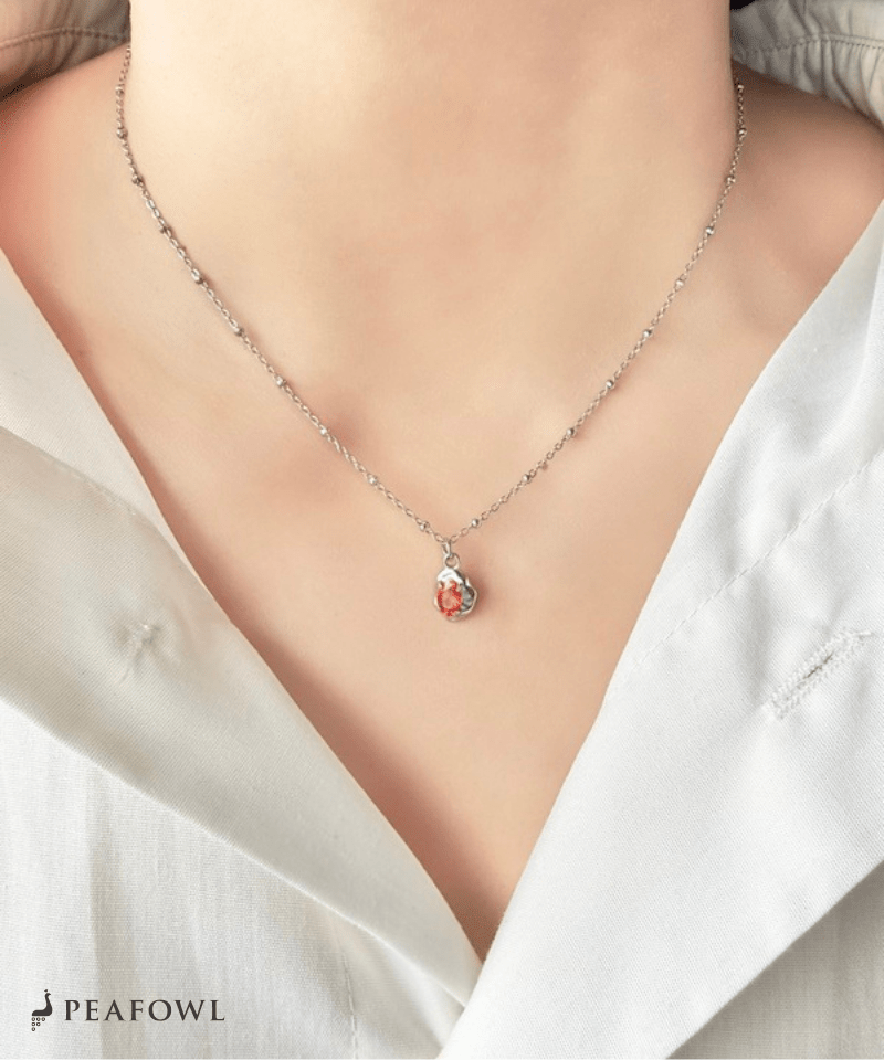 Irregular Zircon Pendant Necklace - peafowl