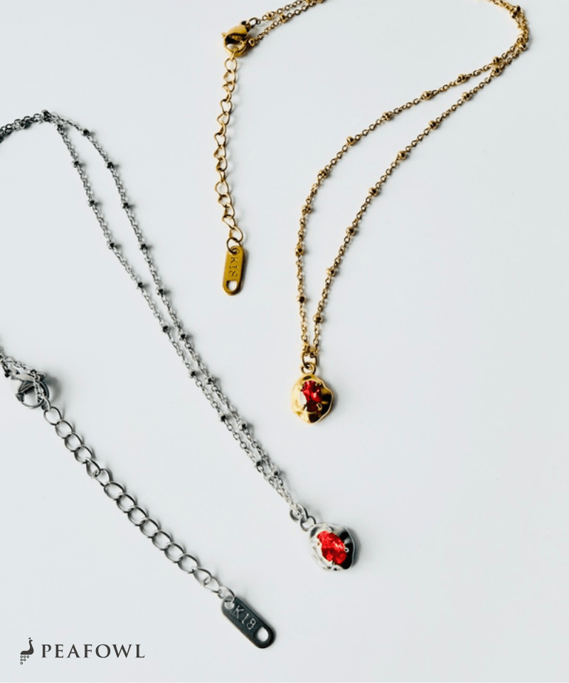 Irregular Zircon Pendant Necklace - peafowl