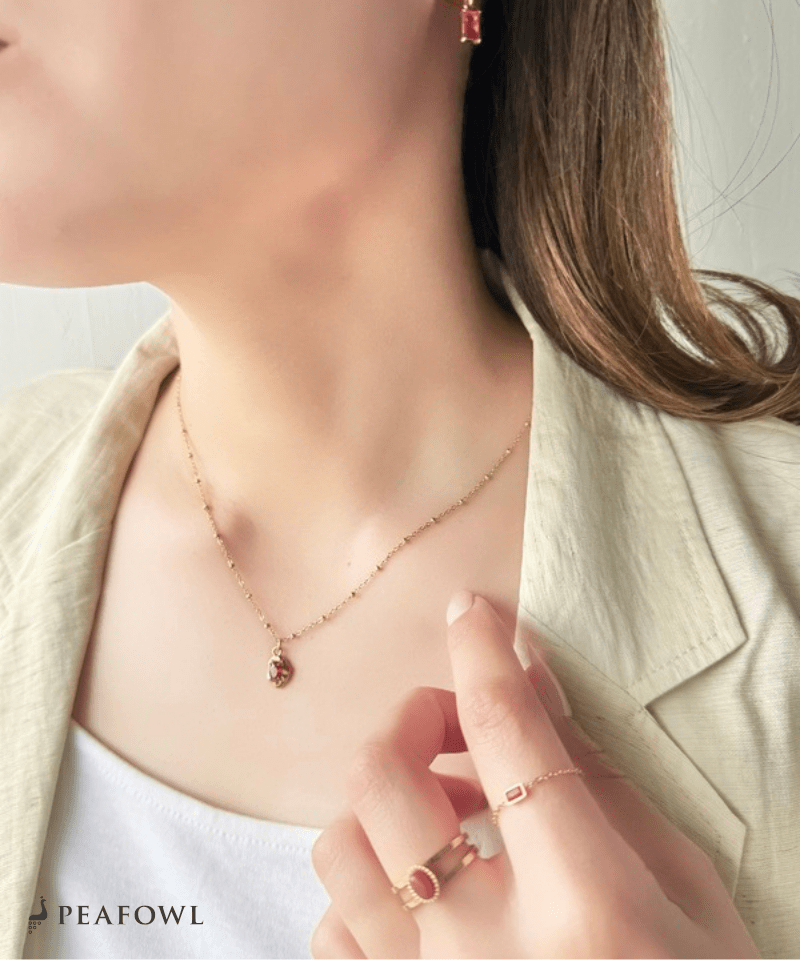 Irregular Zircon Pendant Necklace - peafowl