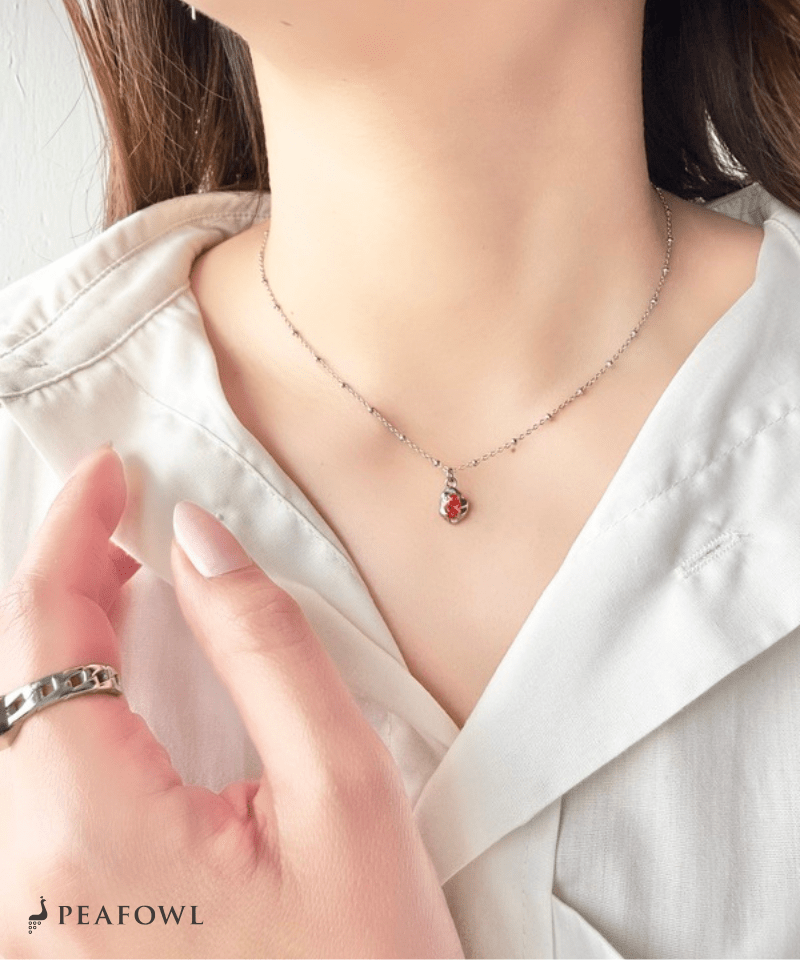 Irregular Zircon Pendant Necklace - peafowl