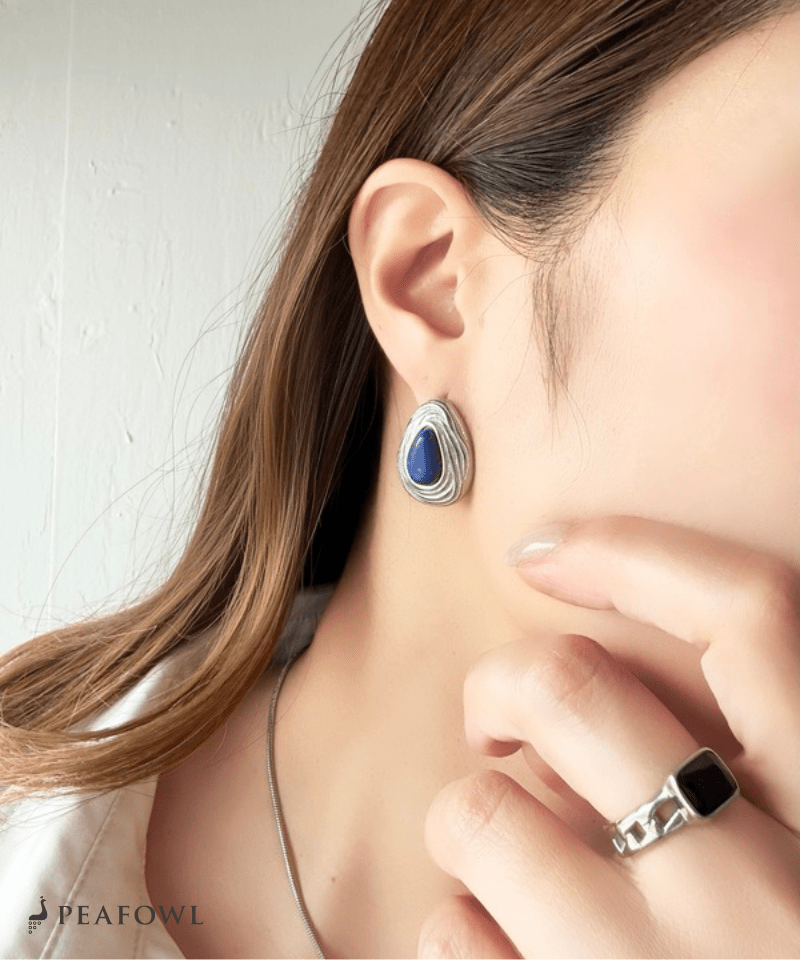 Lapis Wave Frame Pierce - peafowl