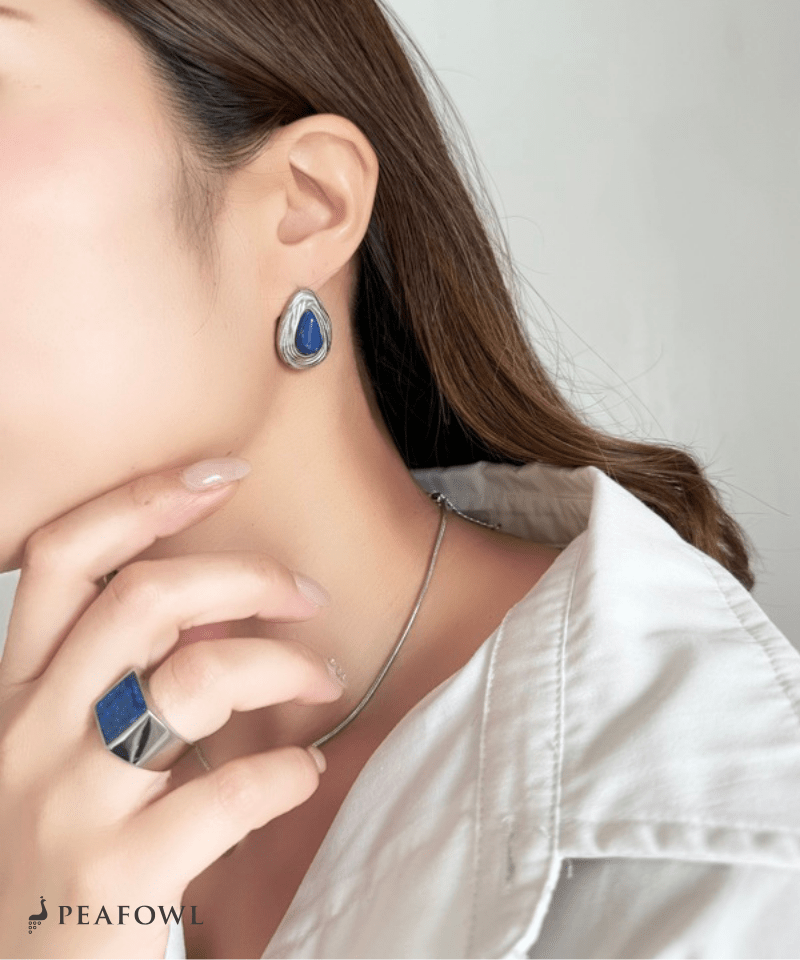 Lapis Wave Frame Pierce - peafowl