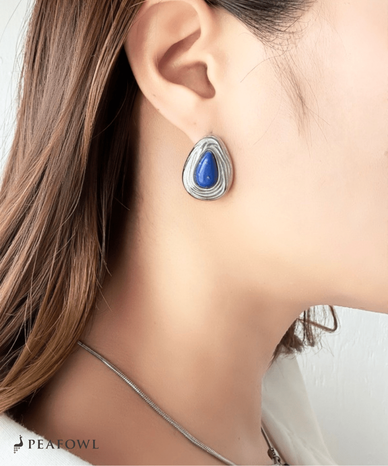 Lapis Wave Frame Pierce - peafowl