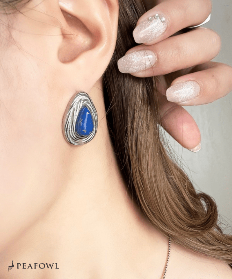 Lapis Wave Frame Pierce - peafowl