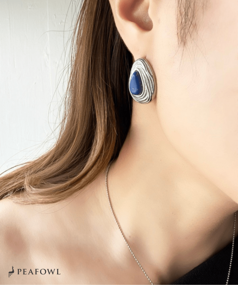 Lapis Wave Frame Pierce - peafowl