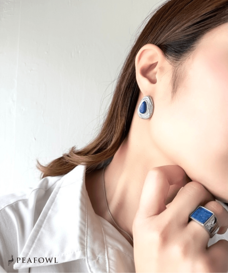 Lapis Wave Frame Pierce - peafowl