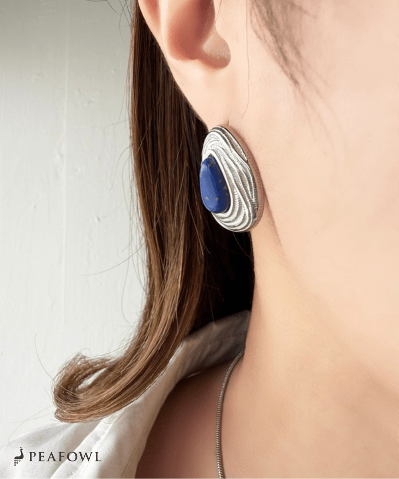Lapis Wave Frame Pierce - peafowl