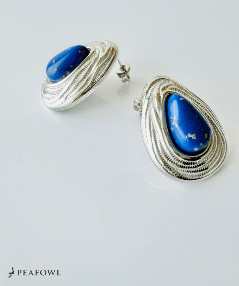 Lapis Wave Frame Pierce - peafowl