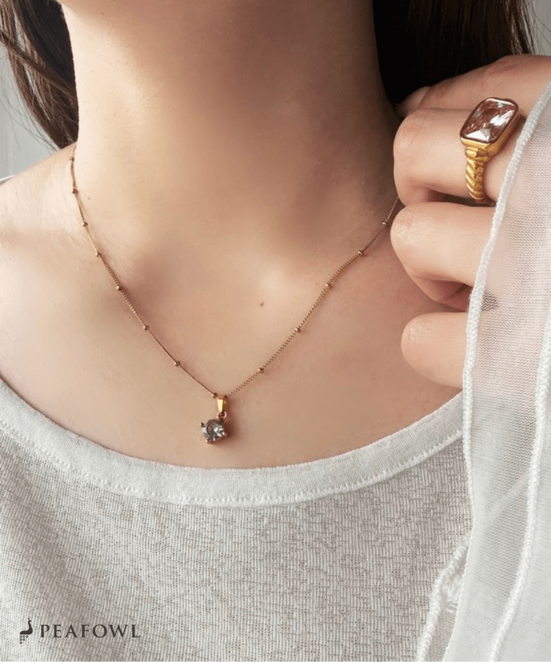 Luminous Round Necklace - peafowl