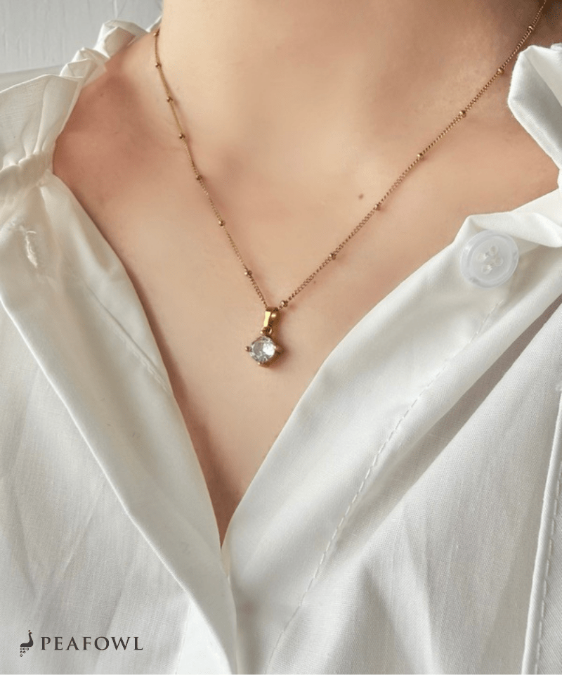 Luminous Round Necklace - peafowl