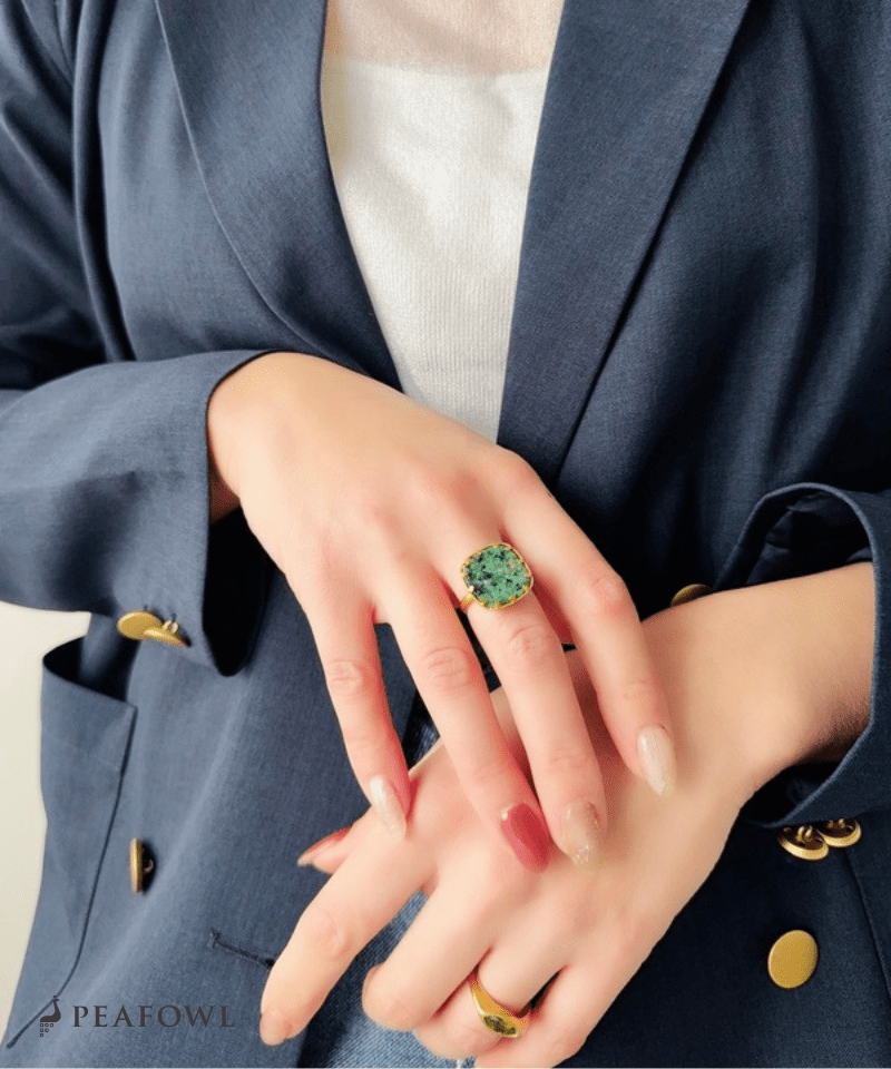 Marble Green Ring - peafowl