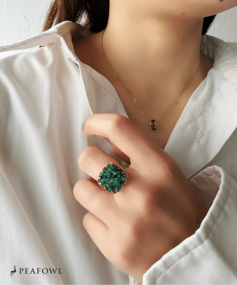 Marble Green Ring - peafowl