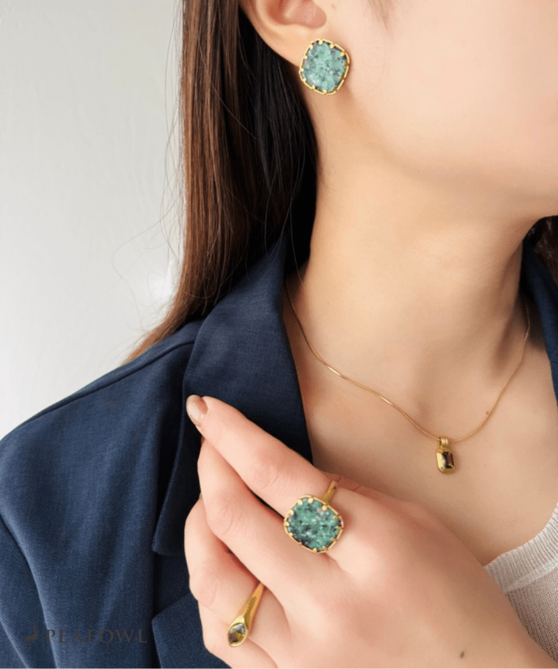 Marble Green Ring - peafowl