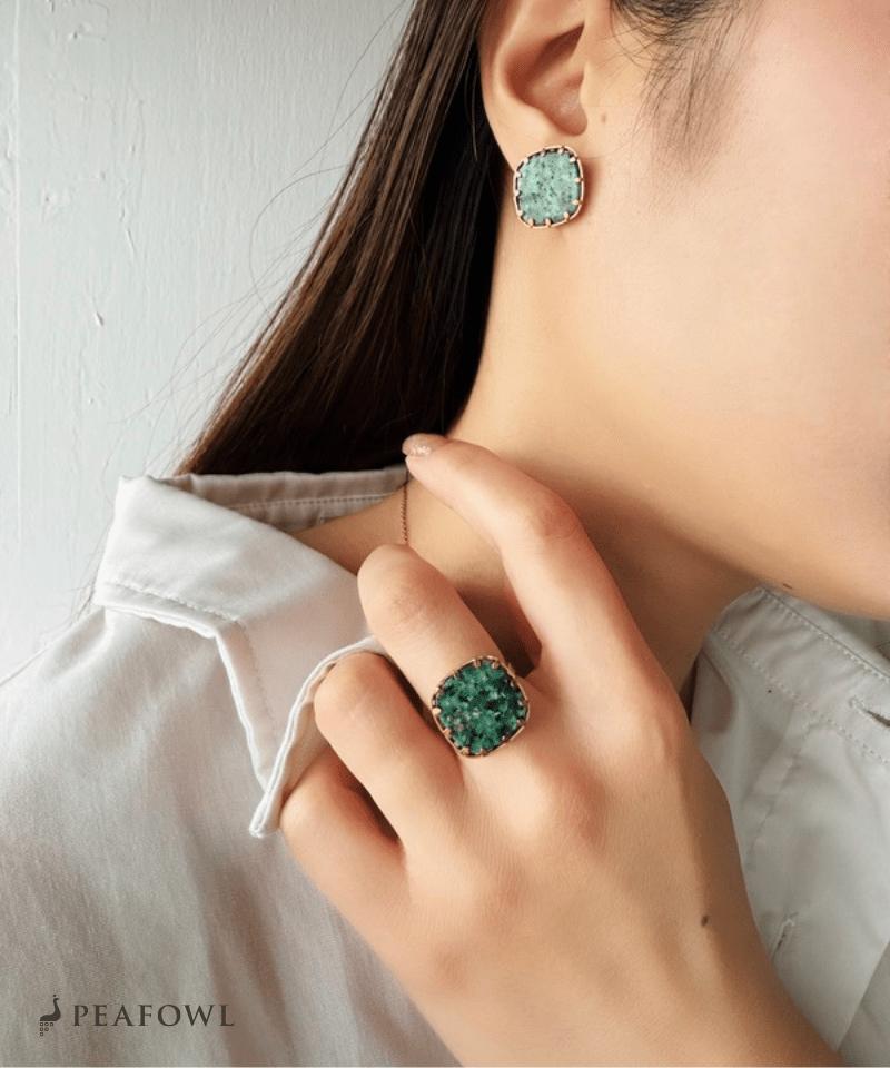 Marble Green Ring - peafowl