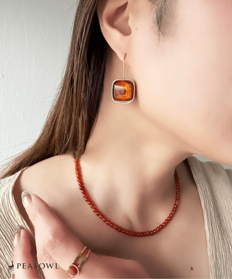 Marble Square Hook Pierce - peafowl