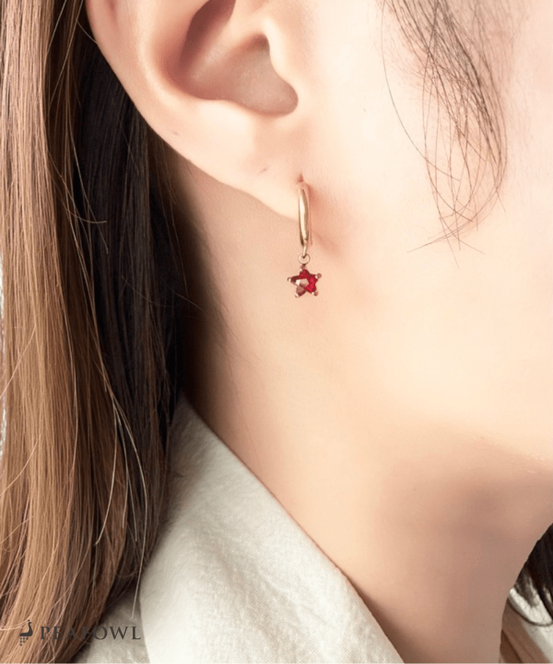 Mini Star Hoop Pierce - peafowl