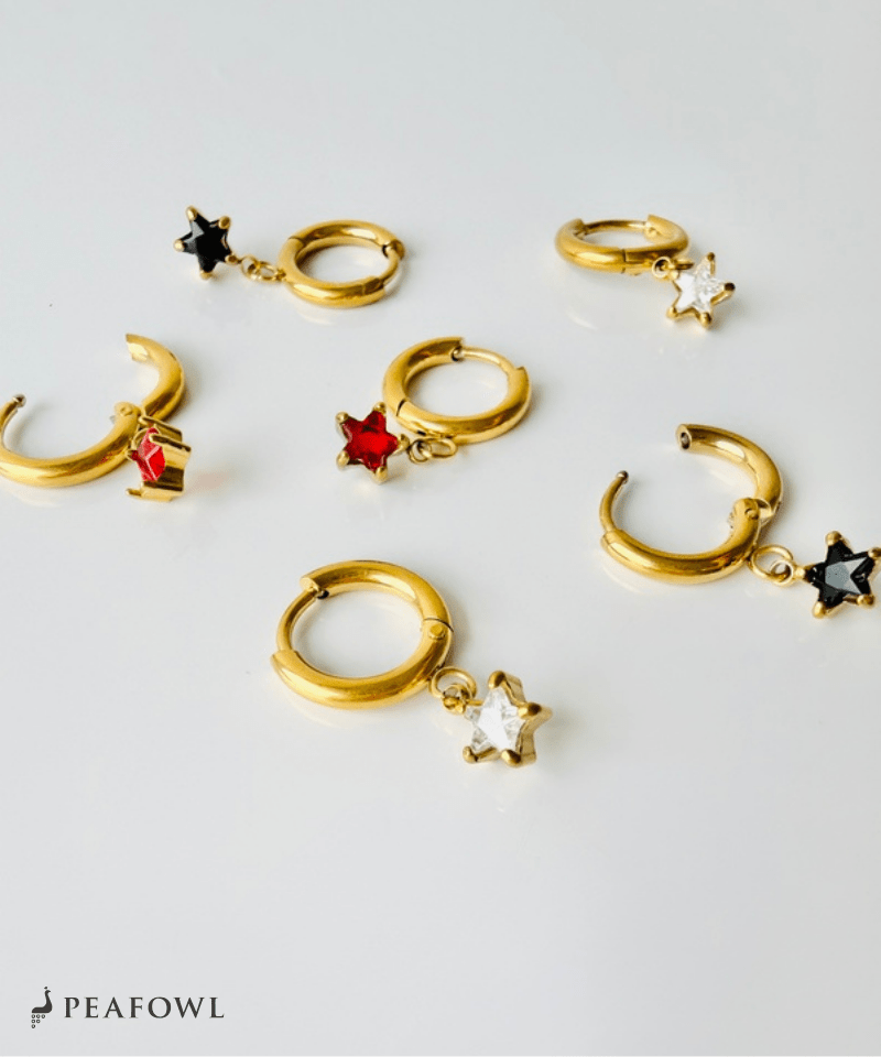 Mini Star Hoop Pierce - peafowl