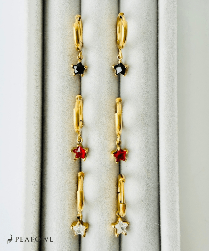 Mini Star Hoop Pierce - peafowl