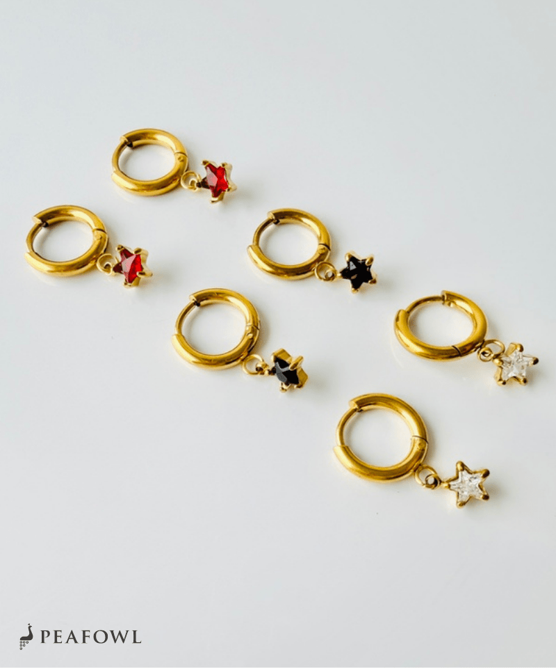 Mini Star Hoop Pierce - peafowl