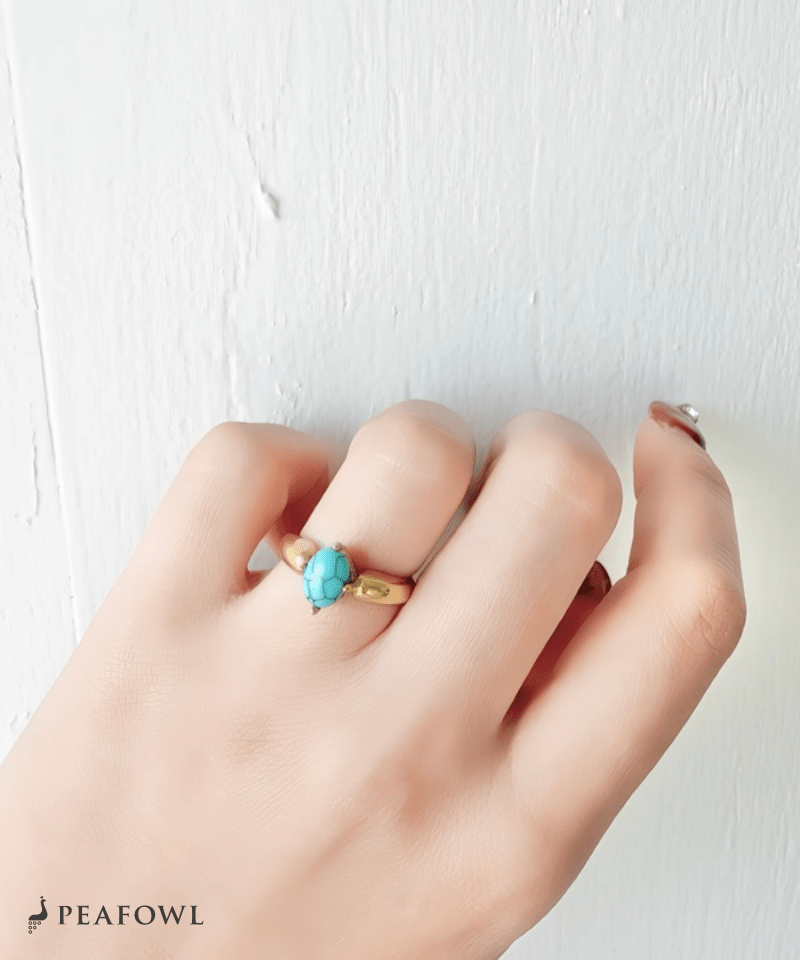 Modern Stone Ring - peafowl