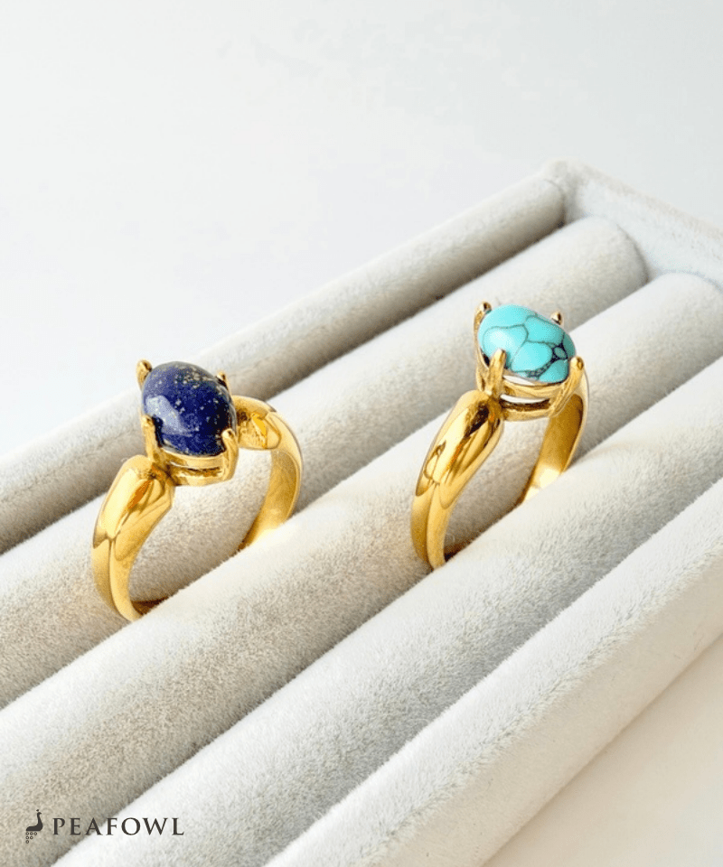 Modern Stone Ring - peafowl