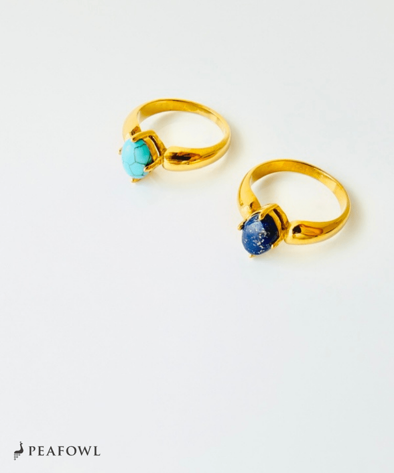 Modern Stone Ring - peafowl