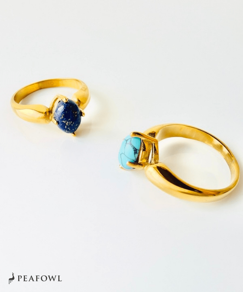 Modern Stone Ring - peafowl