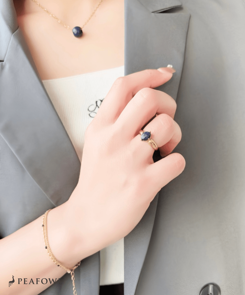 Modern Stone Ring - peafowl