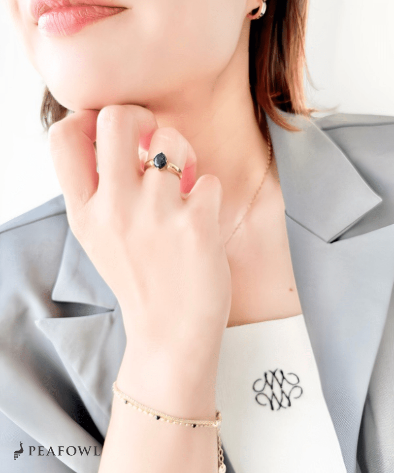 Modern Stone Ring - peafowl