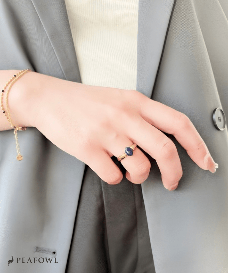 Modern Stone Ring - peafowl