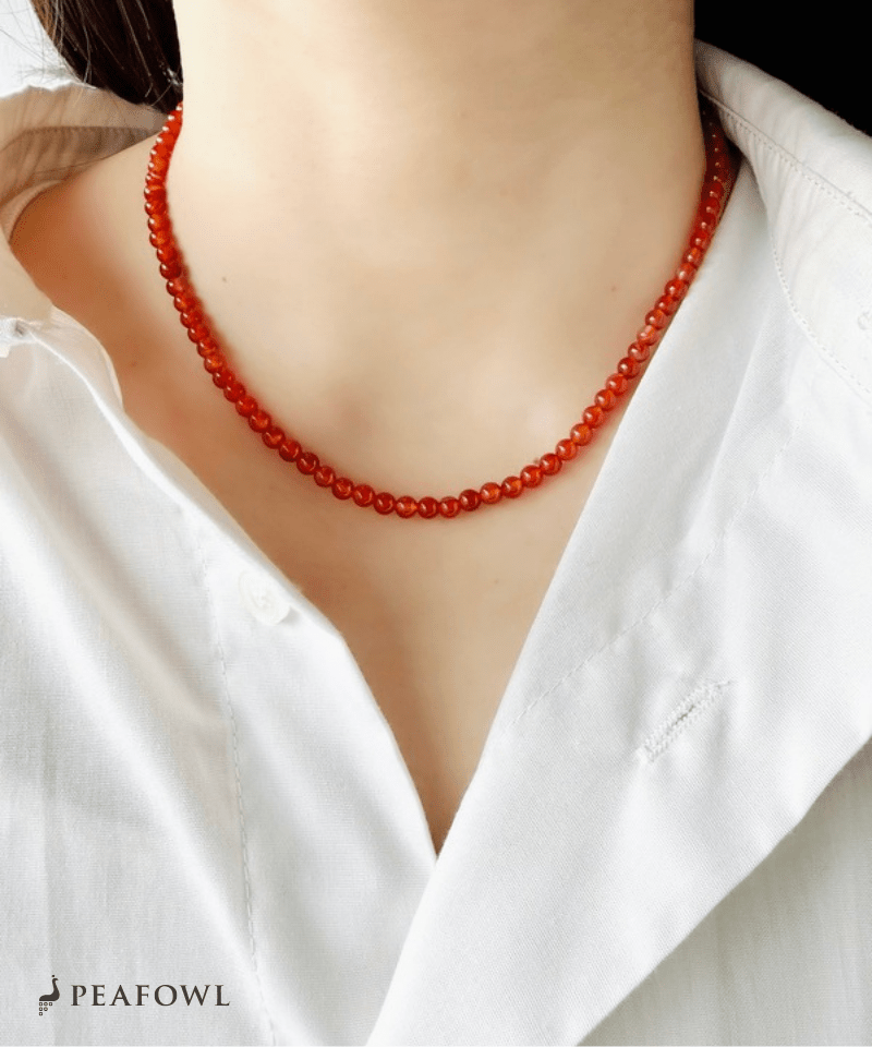 Natural Color Stone Necklace - peafowl