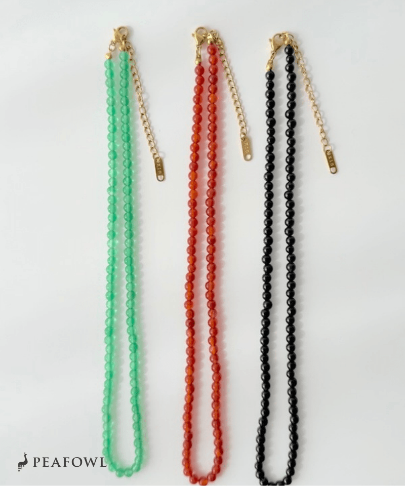 Natural Color Stone Necklace - peafowl