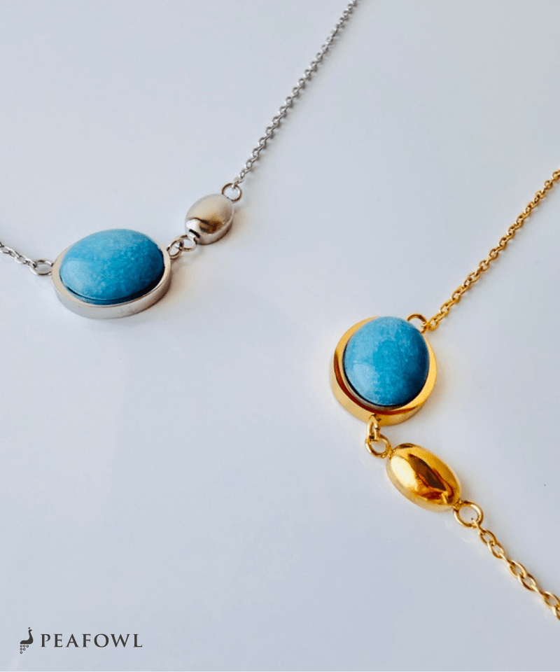 Natural Stone Necklace - peafowl