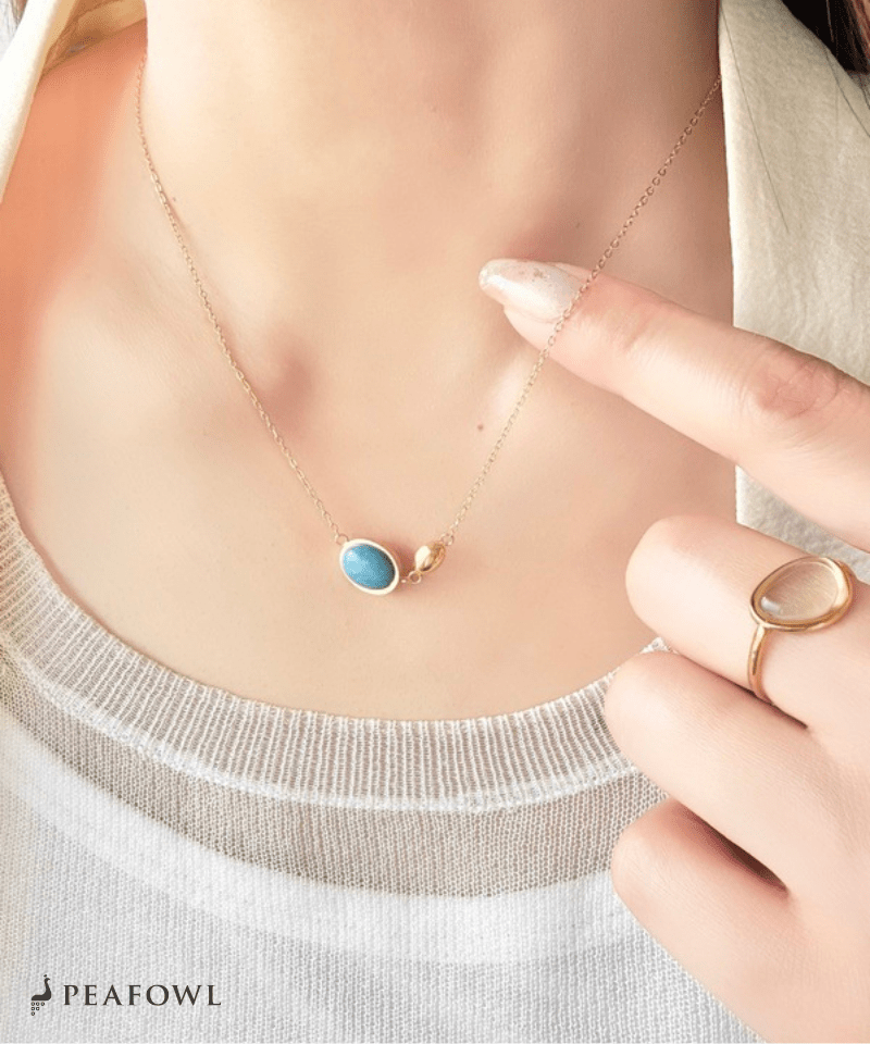 Natural Stone Necklace - peafowl