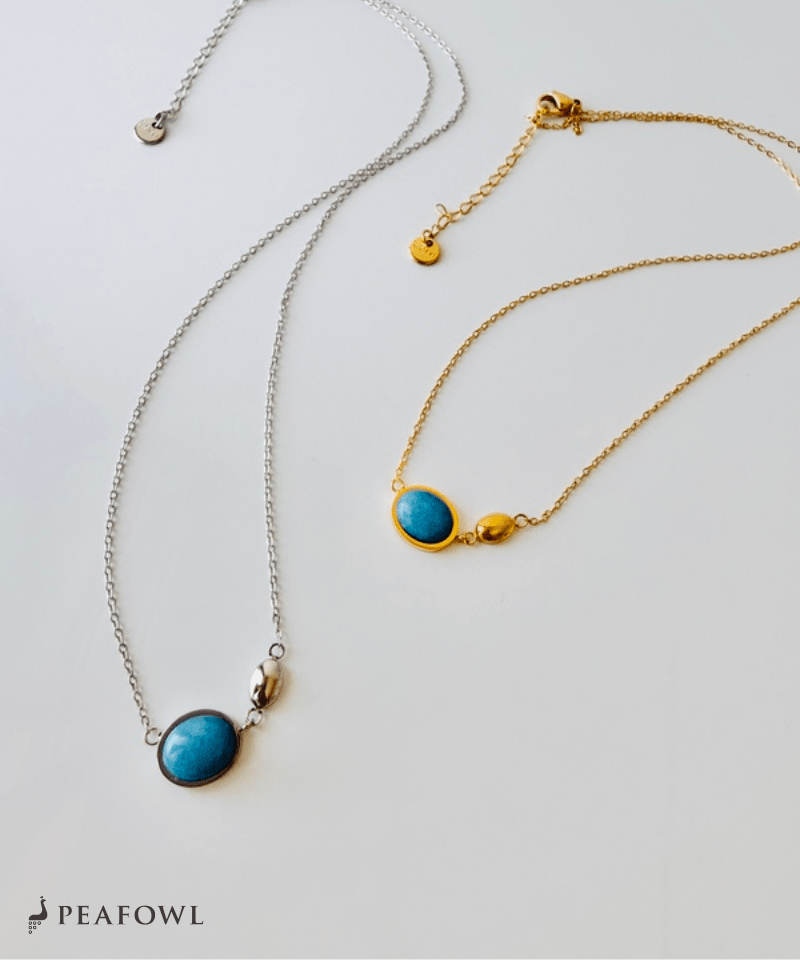Natural Stone Necklace - peafowl