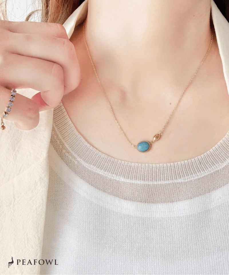 Natural Stone Necklace - peafowl