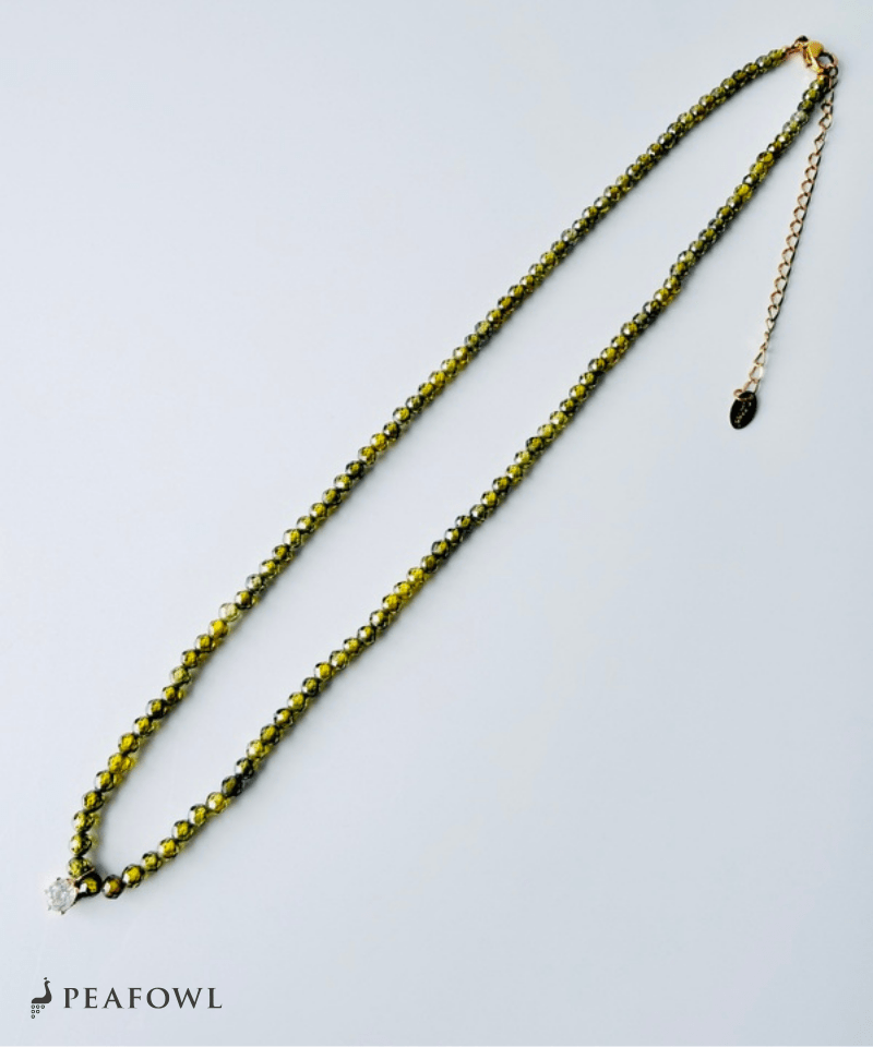 Olive Beads Necklace - peafowl