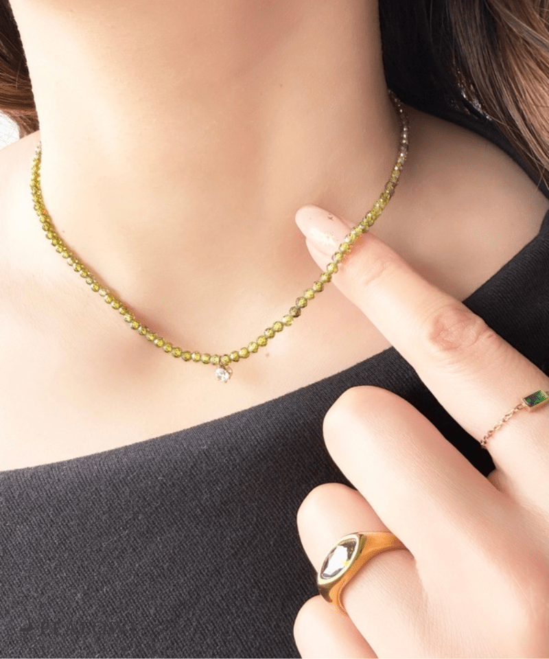 Olive Beads Necklace - peafowl