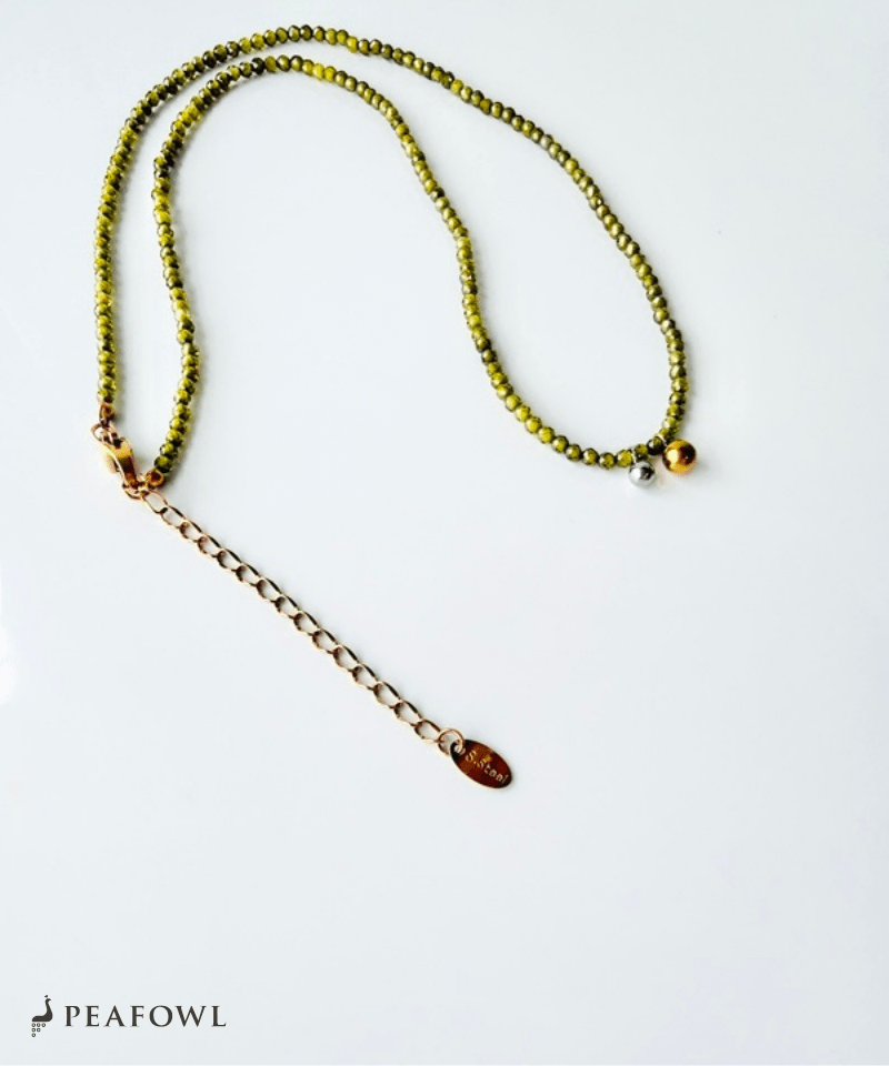 Olive Stone Ball Necklace - peafowl