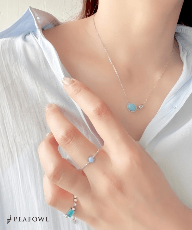 Opal Round Slider Ring - peafowl