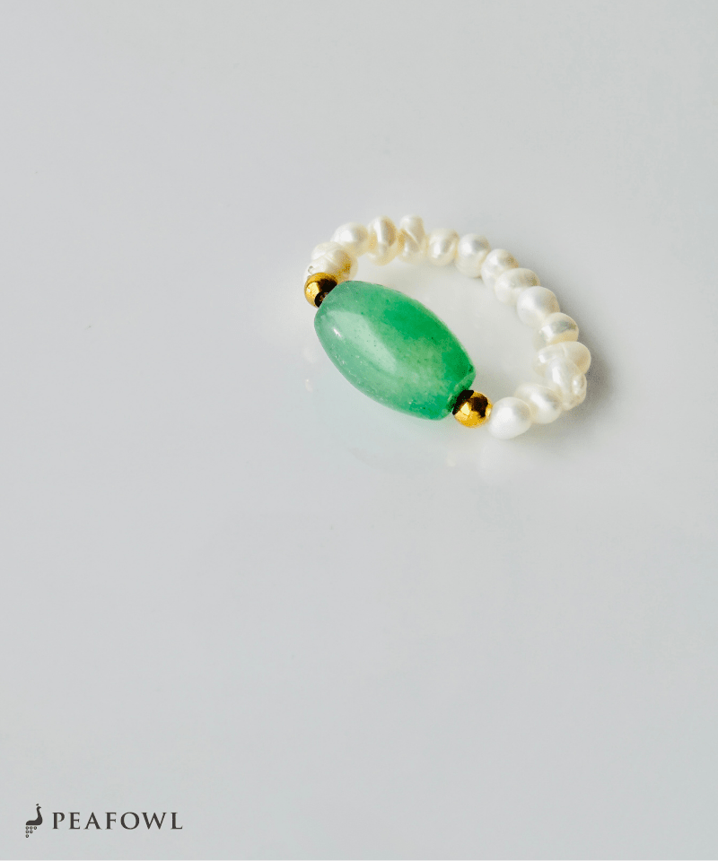 Oval Stone Pearl Ring - peafowl