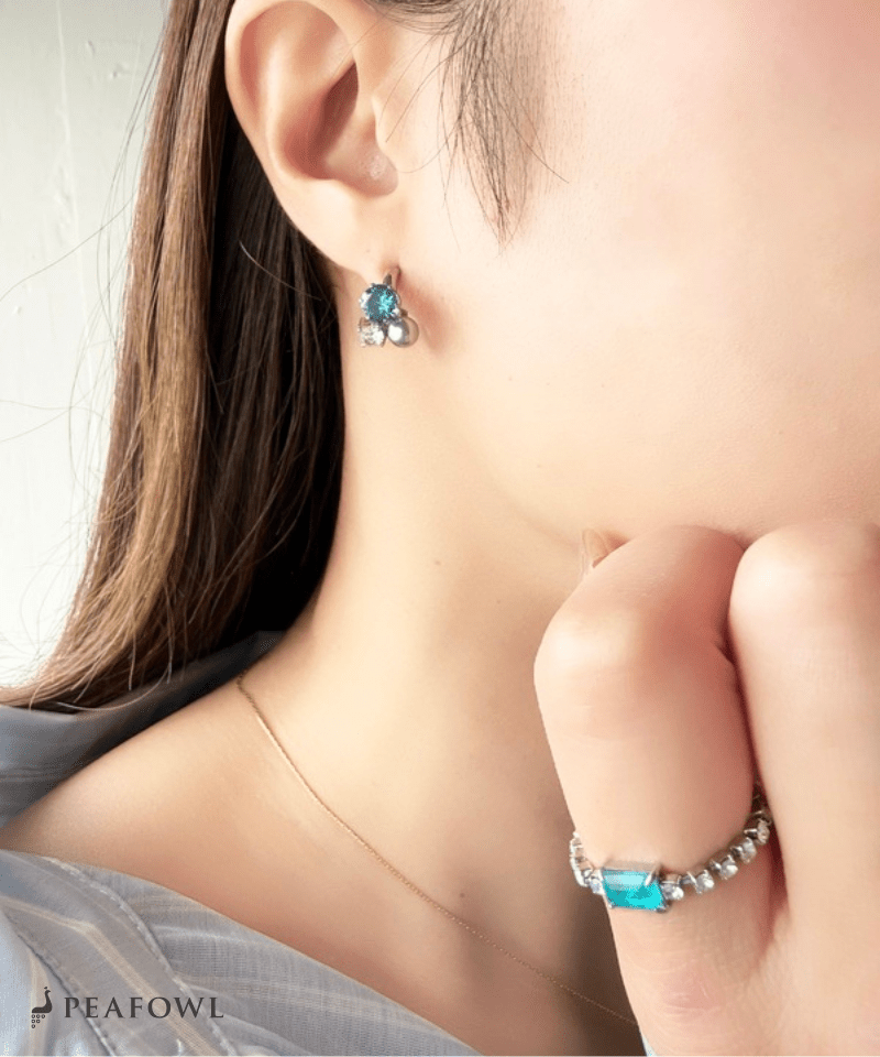 Pearl Mix Hoop Earring - peafowl