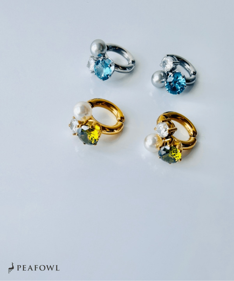 Pearl Mix Hoop Earring - peafowl