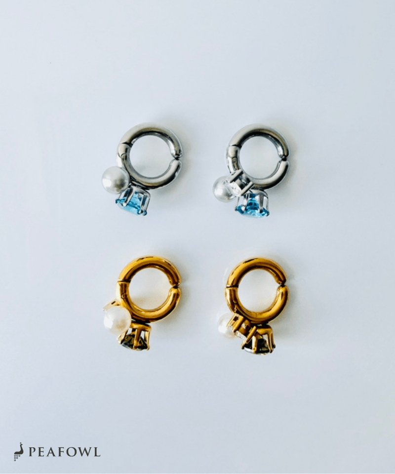 Pearl Mix Hoop Earring - peafowl