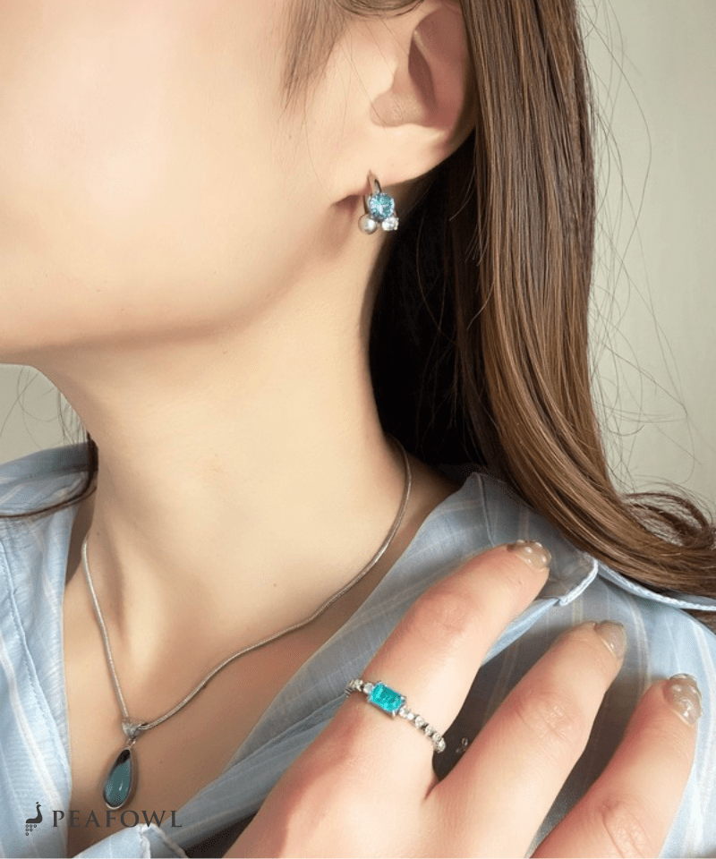 Pearl Mix Hoop Earring - peafowl
