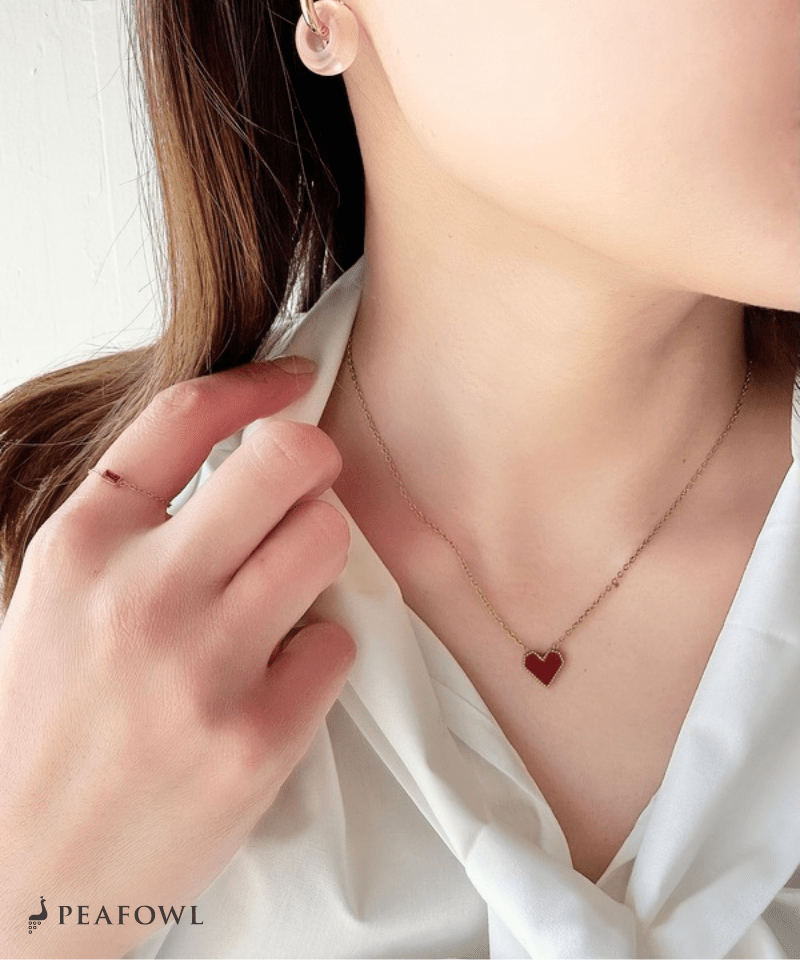 Petit Heart Necklace - peafowl