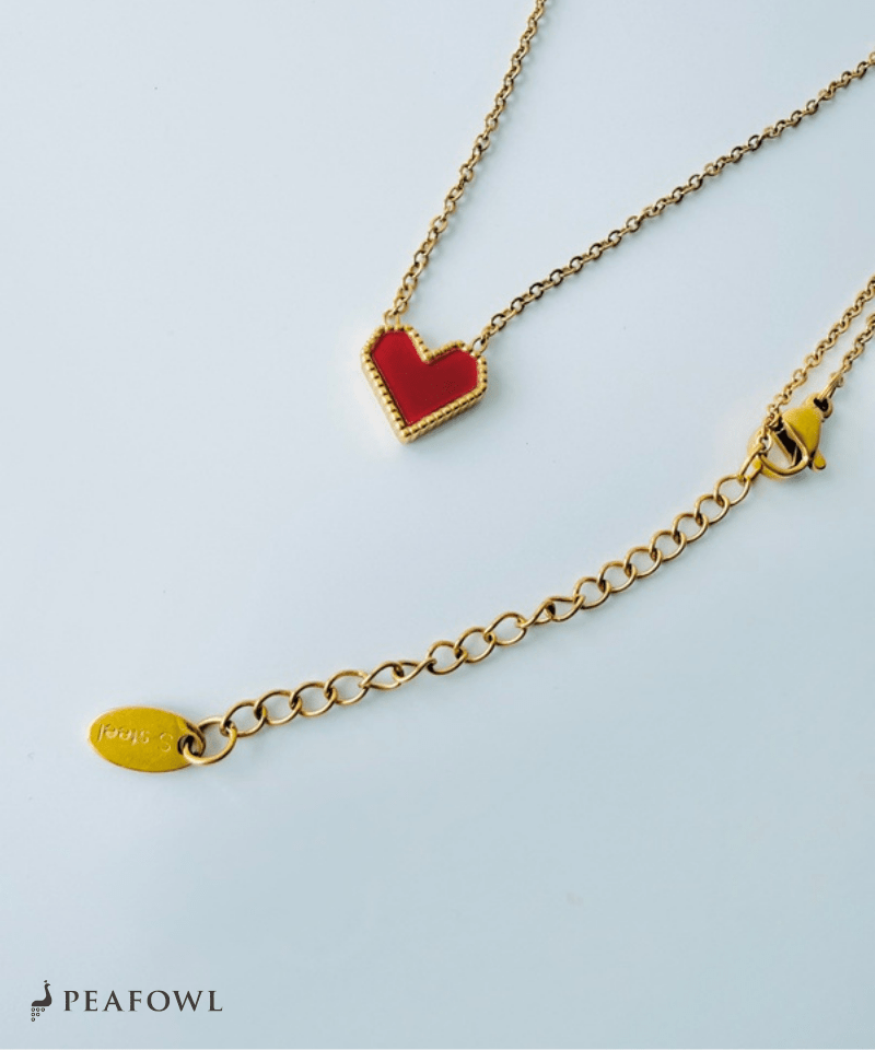 Petit Heart Necklace - peafowl