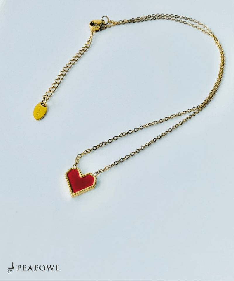 Petit Heart Necklace - peafowl