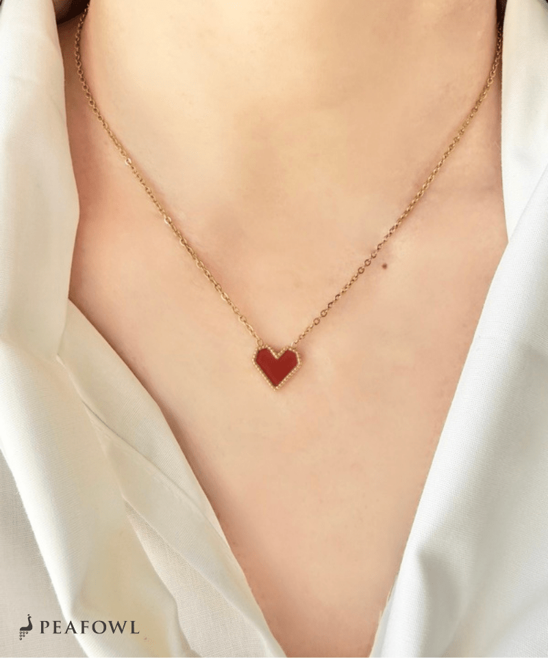 Petit Heart Necklace - peafowl