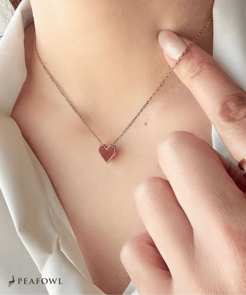 Petit Heart Necklace - peafowl